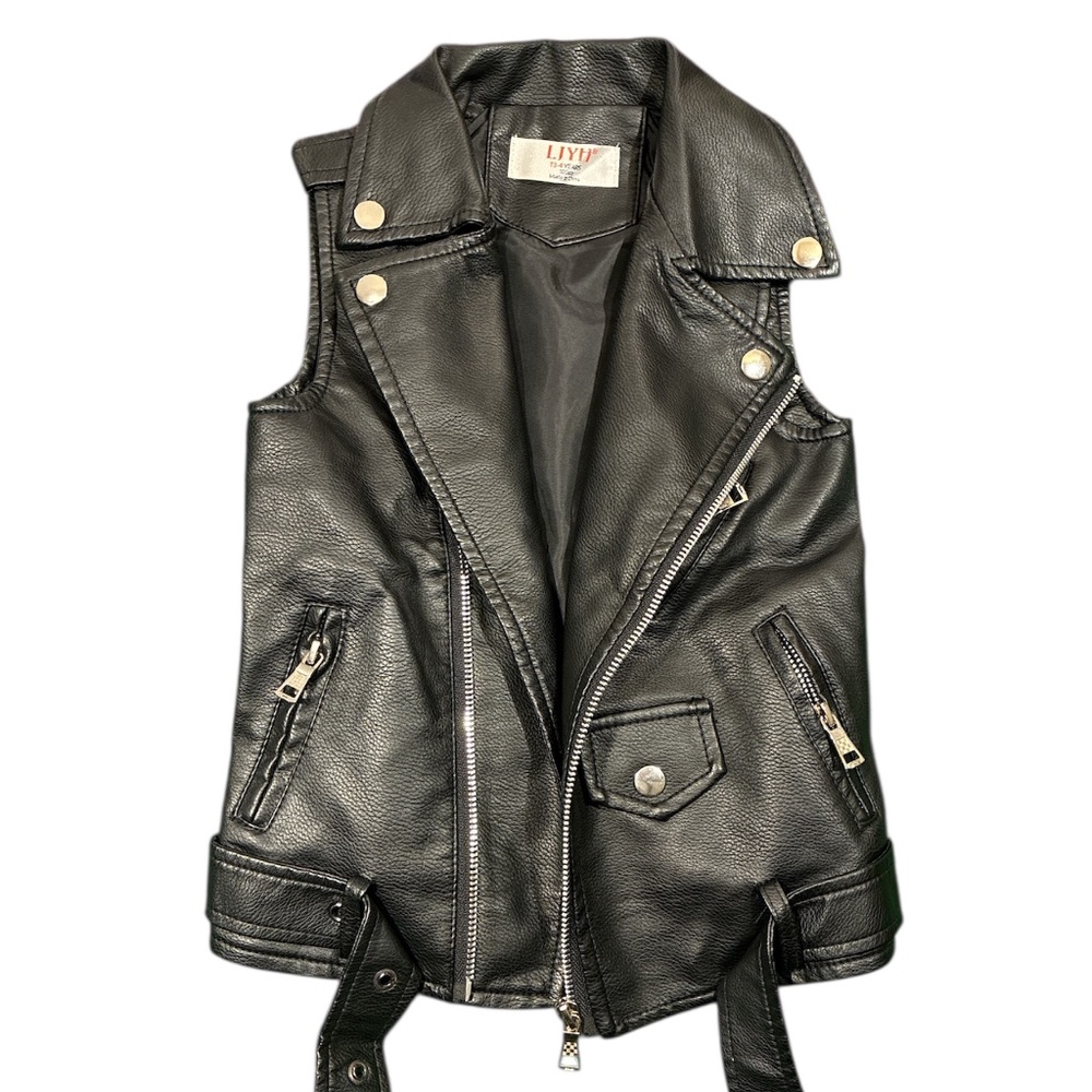 LJYH Black Faux Leather Vest Size 3-4